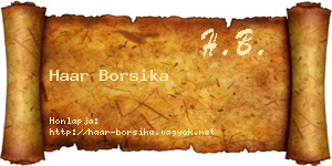Haar Borsika névjegykártya
